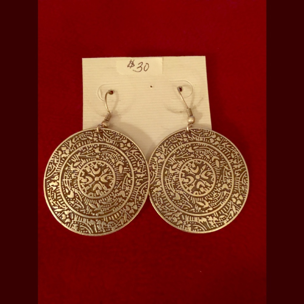 $10 Off-Large Pewter Coin Earrings-New Price